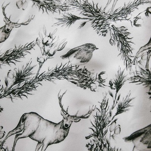 Textilszalvéta  szarvas és vörösbegy  szürke grafikával - otthon & életmód - konyhafelszerelés, tálalás - konyhai textil - szalvéta - Meska.hu