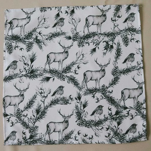 Textilszalvéta  szarvas és vörösbegy  szürke grafikával - otthon & életmód - konyhafelszerelés, tálalás - konyhai textil - szalvéta - Meska.hu
