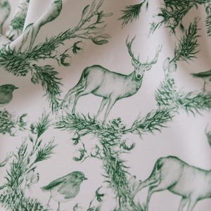 Textilszalvéta  szarvas és vörösbegy  zöld grafikával - otthon & életmód - konyhafelszerelés, tálalás - konyhai textil - szalvéta - Meska.hu