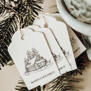 4 db-os ajándékkísérő kártya - szarvas házzal - Meska.hu