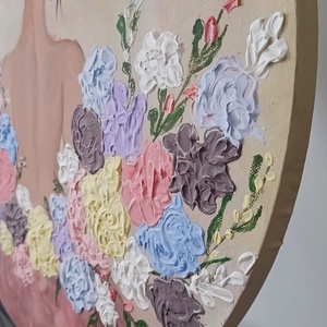 Virágzó nőiesség � 3D struktúrált kerek festmény (60 cm) - művészet - festmény - akril - Meska.hu