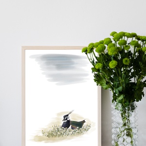 Kamillában költő bíbic - A4 giclée művészeti nyomat - otthon & életmód - dekoráció - kép & falikép - kép & falikép - Meska.hu