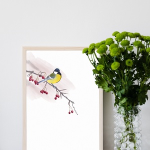 Széncinege - Limitált példányszámú A4 giclée művészeti nyomat - otthon & életmód - dekoráció - kép & falikép - kép & falikép - Meska.hu