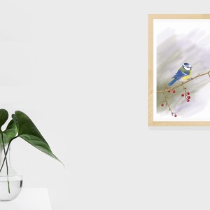 Kék cinege - Limitált példányszámú A4 giclée művészeti nyomat - művészet - grafika & illusztráció - művészi nyomat - Meska.hu