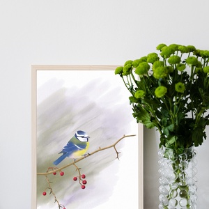 Kék cinege - Limitált példányszámú A4 giclée művészeti nyomat - művészet - grafika & illusztráció - művészi nyomat - Meska.hu