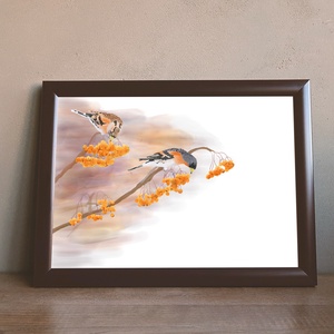 Madárberkenyén táplálkozó fenyőpintyek - Limitált példányszámú A4 giclée művészeti nyomat - művészet - grafika & illusztráció - művészi nyomat - Meska.hu