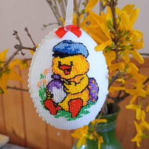 Csibés tojás - művészet - textilkép - keresztszemes - Meska.hu