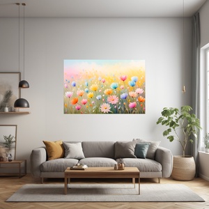 Színes virágok a réten 3  virágos falikép - vászonkép 60x40 cm - otthon & életmód - dekoráció - kép & falikép - vászonkép - Meska.hu