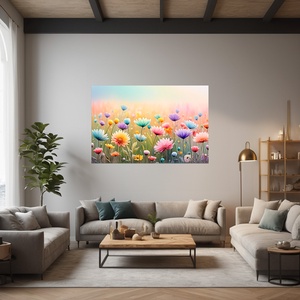 Színes virágok a réten 2  virágos falikép - vászonkép 60x40 cm - művészet - grafika & illusztráció - művészi nyomat - Meska.hu