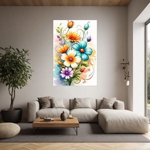 Színes absztrakt virágok 2    virágos falikép.  Vászonkép 40x60 cm - otthon & életmód - dekoráció - kép & falikép - vászonkép - Meska.hu
