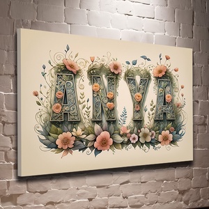 ANYA felirat virágokkal 12  virágos falikép.  Vászonkép 60x40 cm, Otthon & Életmód, Dekoráció, Kép & Falikép, Vászonkép, Fotó, grafika, rajz, illusztráció, MESKA
