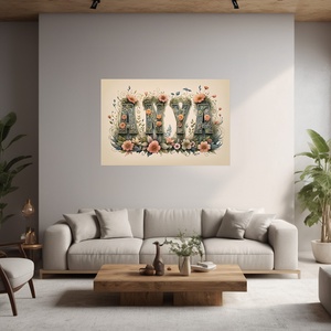 ANYA felirat virágokkal 12  virágos falikép.  Vászonkép 60x40 cm - otthon & életmód - dekoráció - kép & falikép - vászonkép - Meska.hu