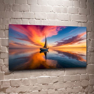 Vitorlás a színes naplementében tájkép - vászonkép 60x34 cm, Otthon & Életmód, Dekoráció, Kép & Falikép, Vászonkép, Fotó, grafika, rajz, illusztráció, MESKA