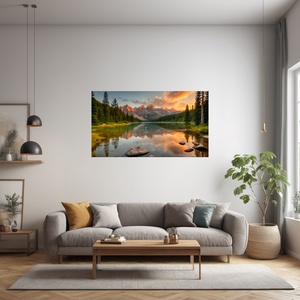 Csodás naplemente a hegyi tónál tájkép - vászonkép 60x34 cm - otthon & életmód - dekoráció - kép & falikép - vászonkép - Meska.hu
