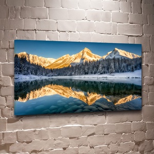 Havas hegycsúcsok tüköröződése a tóban tájkép - vászonkép 60x34 cm, Otthon & Életmód, Dekoráció, Kép & Falikép, Vászonkép, Fotó, grafika, rajz, illusztráció, MESKA
