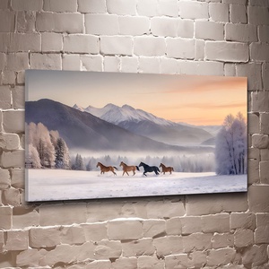 Vadlovak futnak téli tájon napkeltekor - vászonkép 60x34 cm, Otthon & Életmód, Dekoráció, Kép & Falikép, Vászonkép, Fotó, grafika, rajz, illusztráció, MESKA