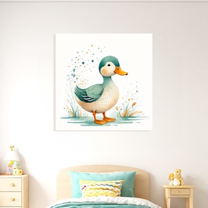 Aranyos kiskacsa illusztráció - vászonkép 40x40 cm, Otthon & Életmód, Babaszoba, gyerekszoba, Babaszoba kép, Fotó, grafika, rajz, illusztráció, MESKA