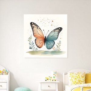 Aranyos pillangó illusztráció - vászonkép 40x40 cm, Otthon & Életmód, Babaszoba, gyerekszoba, Babaszoba kép, Fotó, grafika, rajz, illusztráció, MESKA