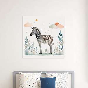 Zebra illusztráció - vászonkép 40x40 cm, Otthon & Életmód, Babaszoba, gyerekszoba, Babaszoba kép, Fotó, grafika, rajz, illusztráció, MESKA