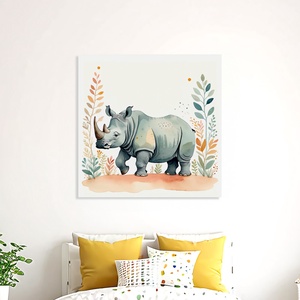 Orrszarvú illusztráció - vászonkép 40x40 cm, Otthon & Életmód, Babaszoba, gyerekszoba, Babaszoba kép, Fotó, grafika, rajz, illusztráció, MESKA