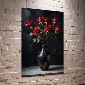 Vörös rózsa csokor vázában csendélet falikép - vászonkép 40x60 cm, Otthon & Életmód, Dekoráció, Kép & Falikép, Vászonkép, Fotó, grafika, rajz, illusztráció, MESKA