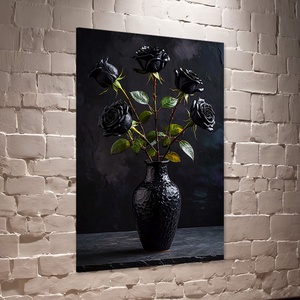 Fekete rózsa csokor vázában csendélet falikép - vászonkép 40x60 cm - Meska.hu