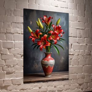 Piros liliom csokor vázában csendélet falikép - vászonkép 40x60 cm, Otthon & Életmód, Dekoráció, Kép & Falikép, Vászonkép, Fotó, grafika, rajz, illusztráció, MESKA