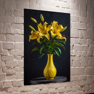 Sárga liliom csokor vázában csendélet falikép - vászonkép 40x60 cm, Otthon & Életmód, Dekoráció, Kép & Falikép, Vászonkép, Fotó, grafika, rajz, illusztráció, MESKA