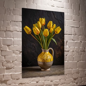 Sárga tulipán csokor vázában csendélet falikép - vászonkép 40x60 cm, Otthon & Életmód, Dekoráció, Kép & Falikép, Vászonkép, Fotó, grafika, rajz, illusztráció, MESKA