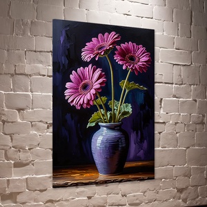 Lila gerbera csokor vázában csendélet falikép - vászonkép 40x60 cm, Otthon & Életmód, Dekoráció, Kép & Falikép, Vászonkép, Fotó, grafika, rajz, illusztráció, MESKA