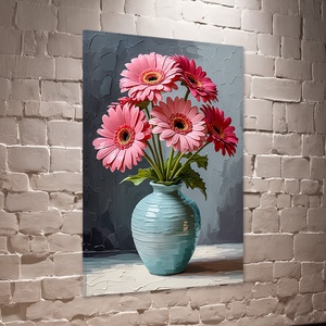 Rózsaszín gerbera csokor vázában csendélet falikép - vászonkép 40x60 cm, Otthon & Életmód, Dekoráció, Kép & Falikép, Vászonkép, Fotó, grafika, rajz, illusztráció, MESKA