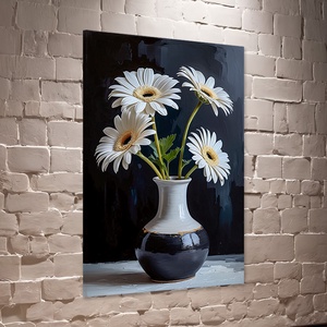Fehér gerbera csokor vázában csendélet falikép - vászonkép 40x60 cm, Otthon & Életmód, Dekoráció, Kép & Falikép, Vászonkép, Fotó, grafika, rajz, illusztráció, MESKA