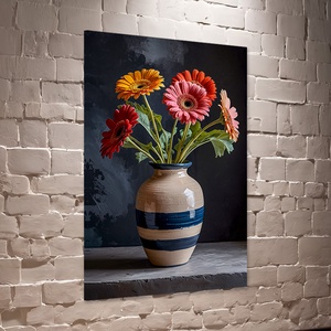 Színes gerbera csokor vázában csendélet falikép - vászonkép 40x60 cm, Otthon & Életmód, Dekoráció, Kép & Falikép, Vászonkép, Fotó, grafika, rajz, illusztráció, MESKA