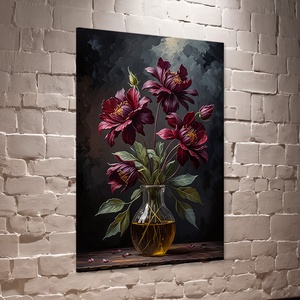 Bordó virág csokor üveg vázában csendélet falikép - vászonkép 40x60 cm, Otthon & Életmód, Dekoráció, Kép & Falikép, Vászonkép, Fotó, grafika, rajz, illusztráció, MESKA
