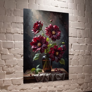 Bordó virágok üveg vázában csendélet falikép - vászonkép 40x60 cm, Otthon & Életmód, Dekoráció, Kép & Falikép, Vászonkép, Fotó, grafika, rajz, illusztráció, MESKA