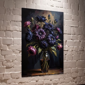 Bordó és lila virágok üveg vázában csendélet falikép - vászonkép 40x60 cm, Otthon & Életmód, Dekoráció, Kép & Falikép, Vászonkép, Fotó, grafika, rajz, illusztráció, MESKA