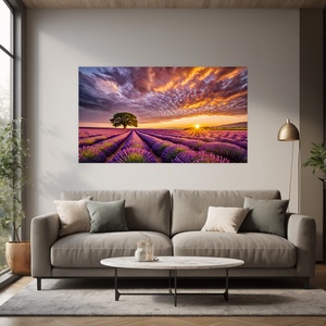 Levendulamező a naplementében tájkép - vászonkép 60x34 cm - otthon & életmód - dekoráció - kép & falikép - vászonkép - Meska.hu
