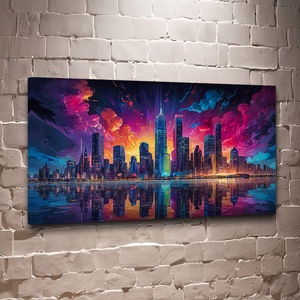 Neoncity  Városi éjszaka falikép - vászonkép 60x34 cm - Meska.hu