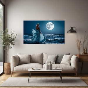 Lány a holdfényes tengerparton falikép - vászonkép 60x34 cm - otthon & életmód - dekoráció - kép & falikép - vászonkép - Meska.hu