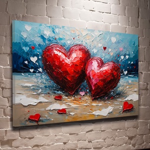Dupla szív a tengerparton falikép - Vászonkép 60x40 cm - Meska.hu