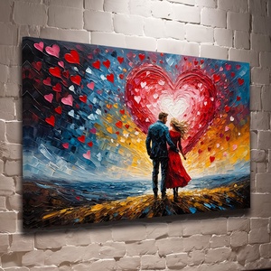 Szerelmes pár a napnyugtában falikép - Vászonkép 60x40 cm - Meska.hu