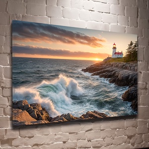 Világítótorony a hullámok felett falikép - Vászonkép 60x40 cm - Meska.hu