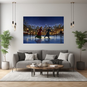 Korcsolyázás a műjégpályán téli vászonkép falikép - Vászonkép 60x40 cm - otthon & életmód - dekoráció - kép & falikép - vászonkép - Meska.hu