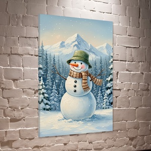 Vidám hóember az erdőben téli felikép - vászonkép 40x60 cm, Otthon & Életmód, Dekoráció, Kép & Falikép, Vászonkép, Fotó, grafika, rajz, illusztráció, MESKA