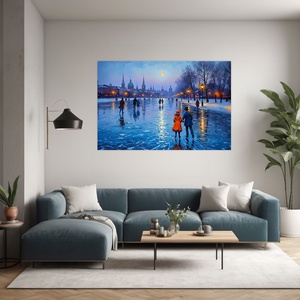 Korcsolyázás a befagyott folyón téli falikép - Vászonkép 60x40 cm - otthon & életmód - dekoráció - kép & falikép - vászonkép - Meska.hu