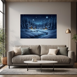 Téli éjszaka falikép - Vászonkép 60x40 cm - otthon & életmód - dekoráció - kép & falikép - vászonkép - Meska.hu