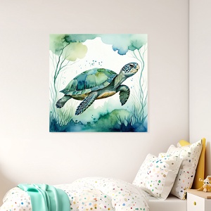 Teknős a vízben illusztráció 2 - vászonkép 40x40 cm - Meska.hu