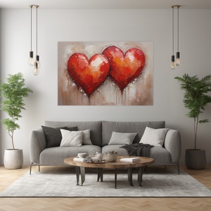 Romantikus vörös szívek falikép - Vászonkép 60x40 cm - Valentin napi akció! - művészet - grafika & illusztráció - művészi nyomat - Meska.hu