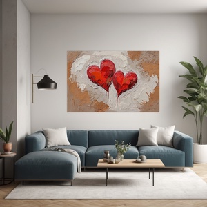 Két szív absztrakt falikép - Vászonkép 60x40 cm - Valentin napi akció! - művészet - grafika & illusztráció - művészi nyomat - Meska.hu