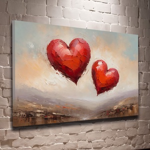 Két lebegő szív festménye - Vászonkép 60x40 cm - Valentin napi akció! - Meska.hu